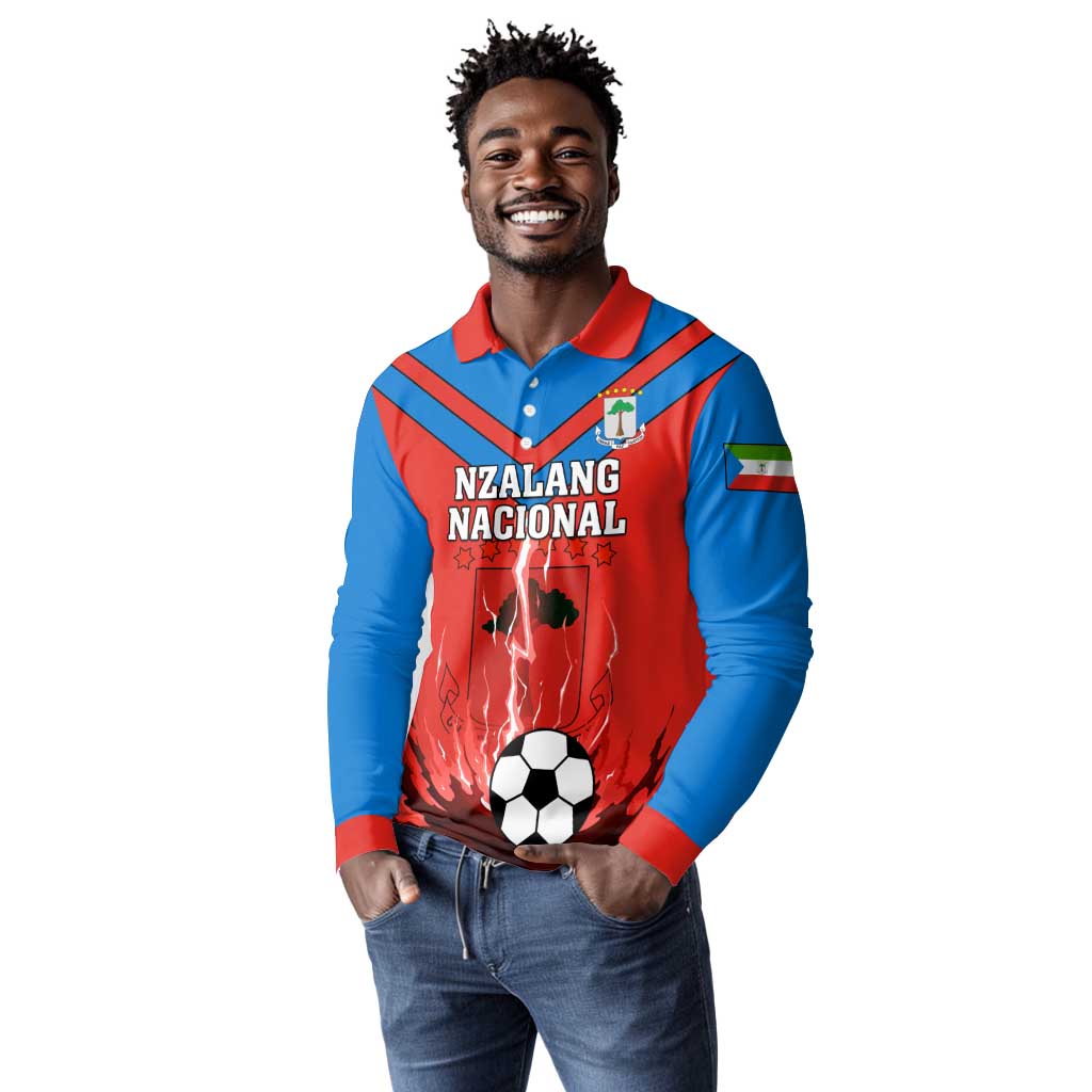 Support Nzalang Nacional - Equatorial Guinea Football Long Sleeve Polo Shirt