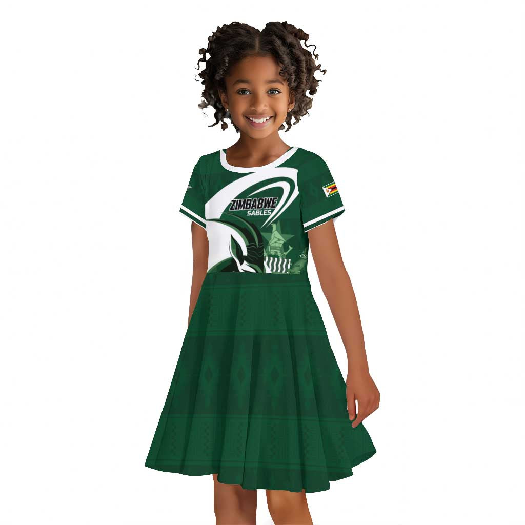 Custom Rugby Zimbabwe Kid Short Sleeve Dress Sables Is The Champion - African Pride