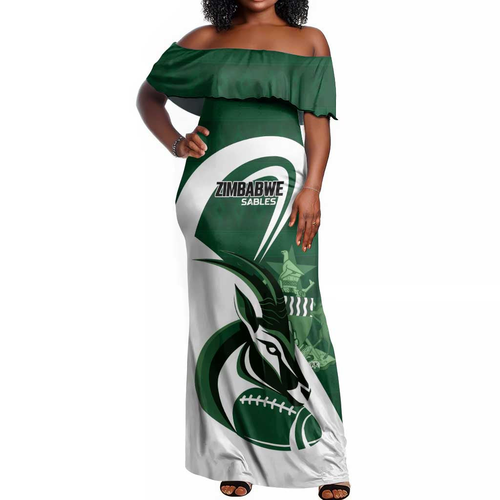 Custom Rugby Zimbabwe Off Shoulder Maxi Dress Sables Is The Champion - African Pride
