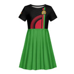 Personalized Malawi Kid Short Sleeve Dress with Coat of Arms Flag Style