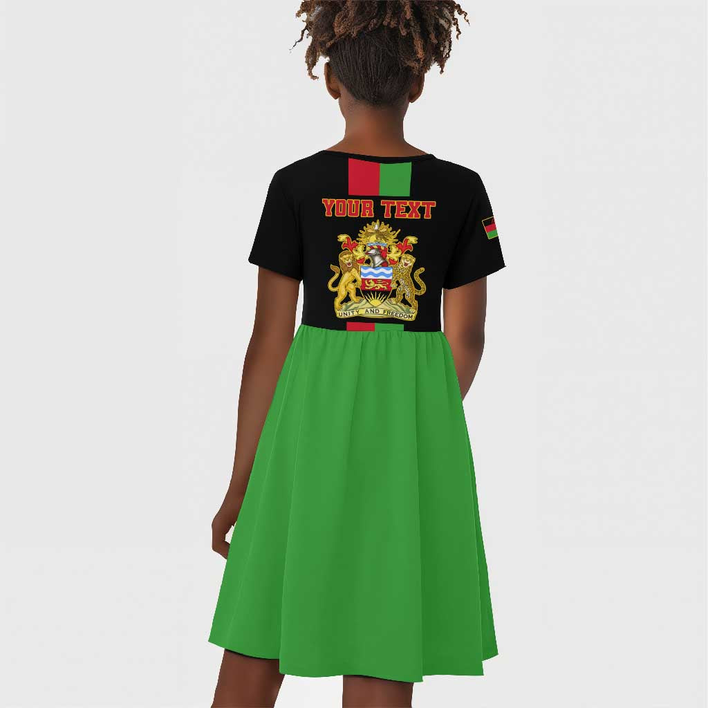 Personalized Malawi Kid Short Sleeve Dress with Coat of Arms Flag Style