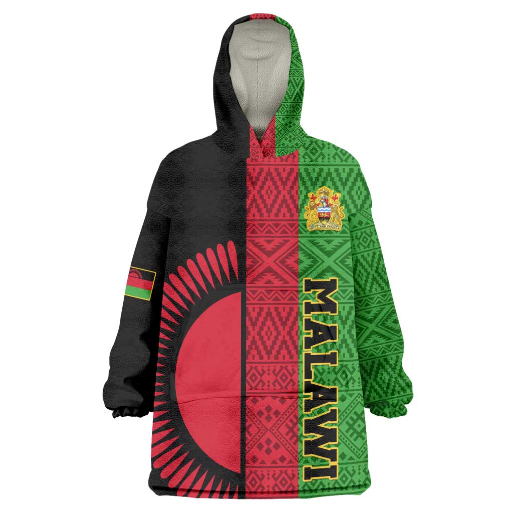 Personalized Malawi KId Wearable Blanket Hoodie with Coat of Arms and African Pattern