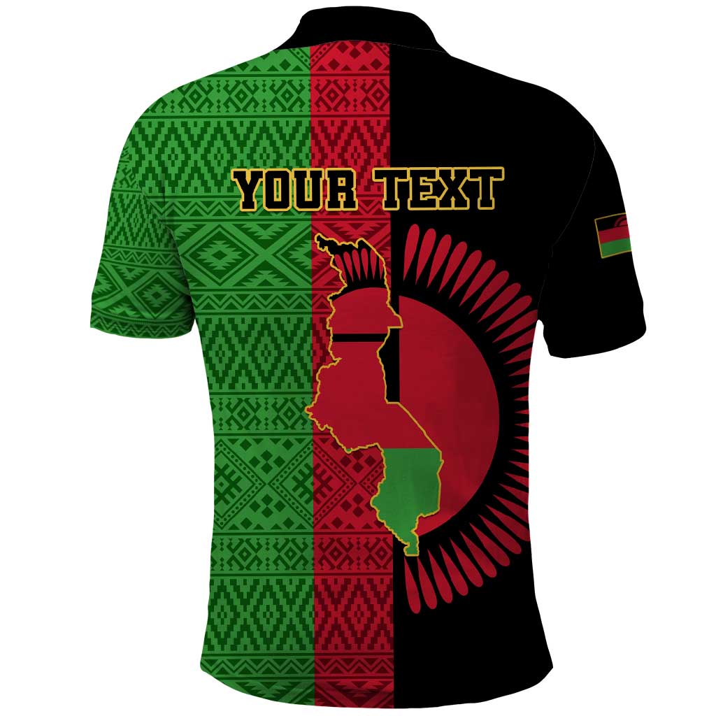 Personalized Malawi Polo Shirt with Coat of Arms and African Pattern