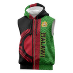 Personalized Malawi Sleeveless Zip Hoodie with Coat of Arms and African Pattern - African Pride
