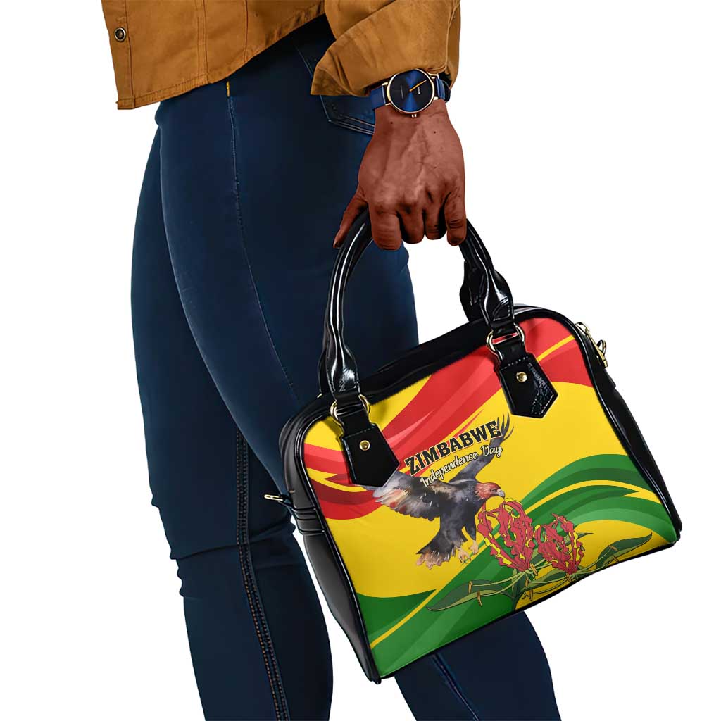Zimbabwe Independence Day Shoulder Handbag Featuring Chapungu Bird and Flame Lily