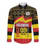 Personalized Uganda Long Sleeve Button Shirt African Pattern - Independence Day 1962