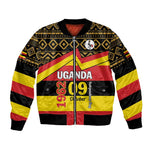 Personalized Uganda Sleeve Zip Bomber Jacket African Pattern - Independence Day 1962