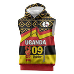 Personalized Uganda Sleeveless Hoodie African Pattern - Independence Day 1962 - African Pride