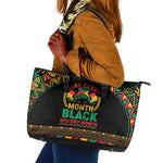 Make Every Month Black History Month Leather Tote Bag African Pattern