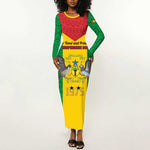 Sao Tome and Principe Independence Day Long Sleeve Bodycon Dress Coat Of Arms Mix African Pattern LT01