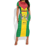 Sao Tome and Principe Independence Day Short Sleeve Bodycon Dress Coat Of Arms Mix African Pattern LT01