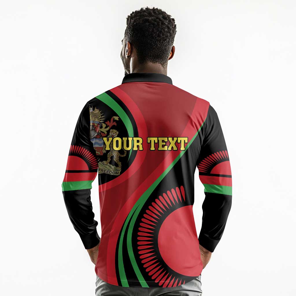 Malawi Independence Day Long Sleeve Polo Shirt Unity and Freedom