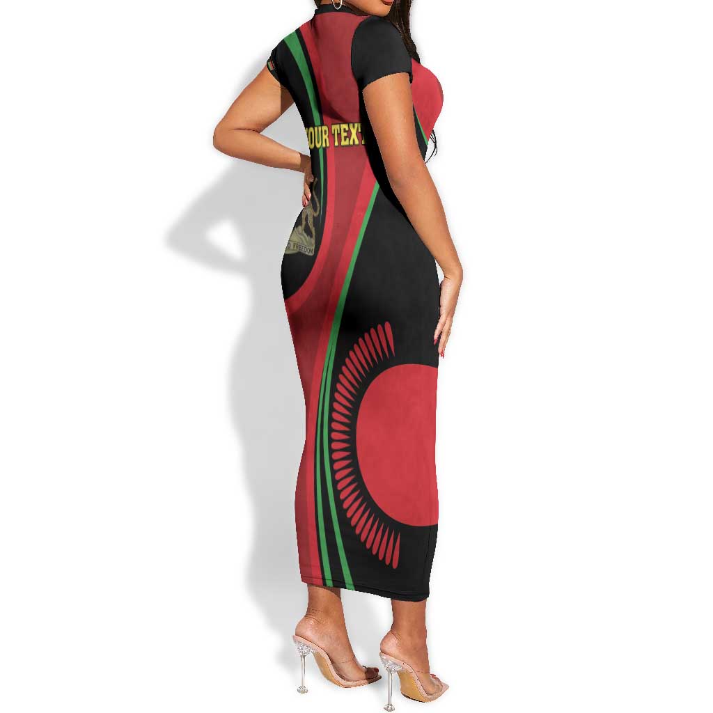 Malawi Independence Day Short Sleeve Bodycon Dress Unity and Freedom LT01
