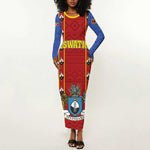 Eswatini African Pattern Long Sleeve Bodycon Dress Swaziland Shield Siyinqaba LT01