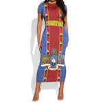 Eswatini African Pattern Short Sleeve Bodycon Dress Swaziland Shield Siyinqaba LT01