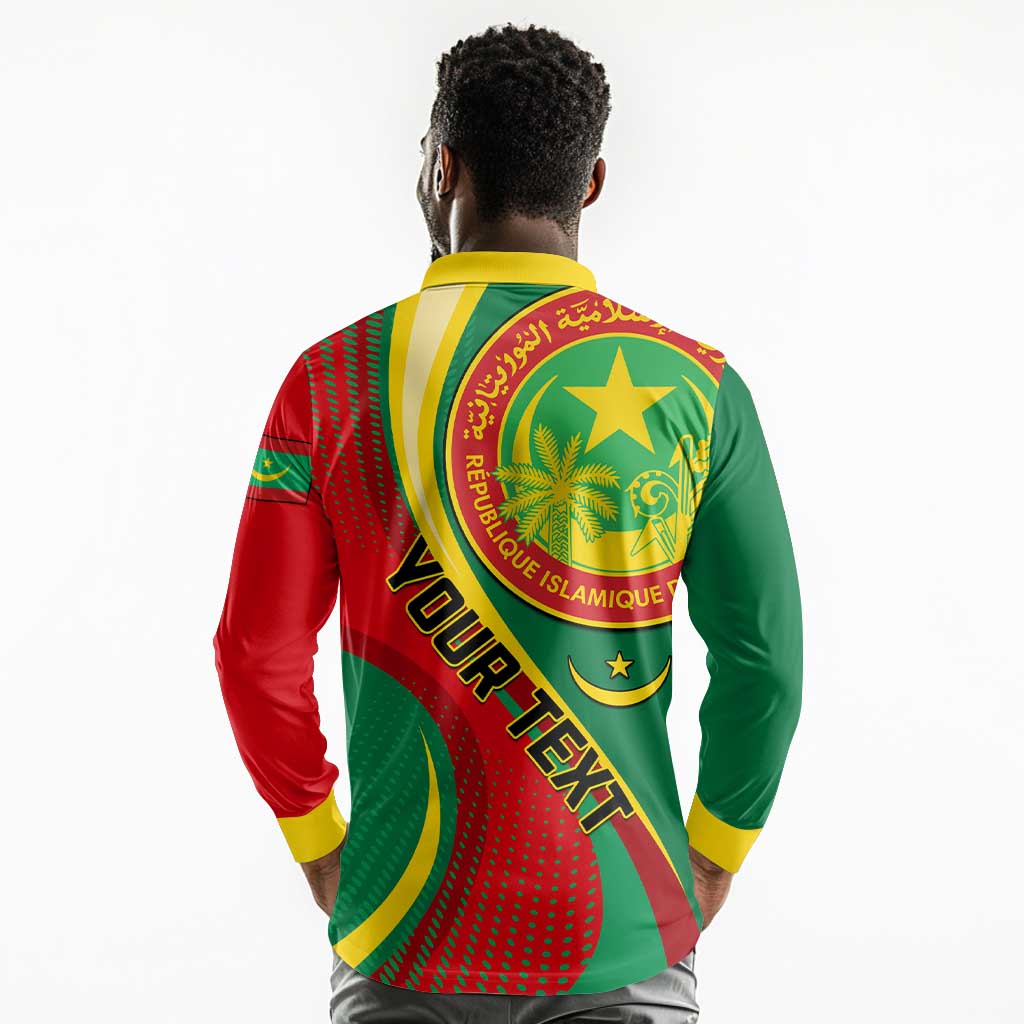 Personalized Mauritania Independence Day Long Sleeve Polo Shirt with Mauritanian Seal - Special Version