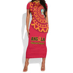 Support Palancas Negras - Red Angola Football Short Sleeve Bodycon Dress LT01