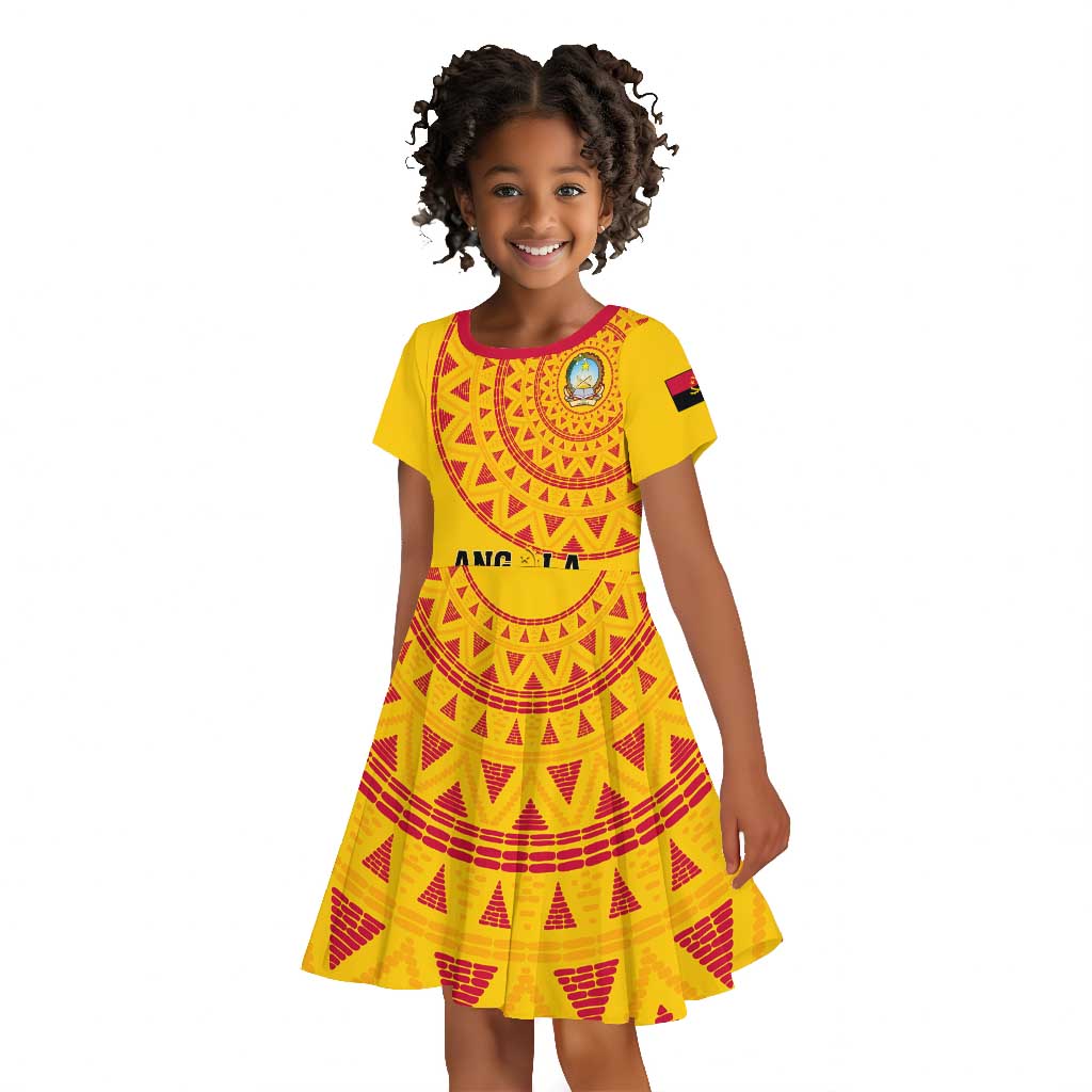 Support Palancas Negras - Yellow Angola Football Kid Short Sleeve Dress