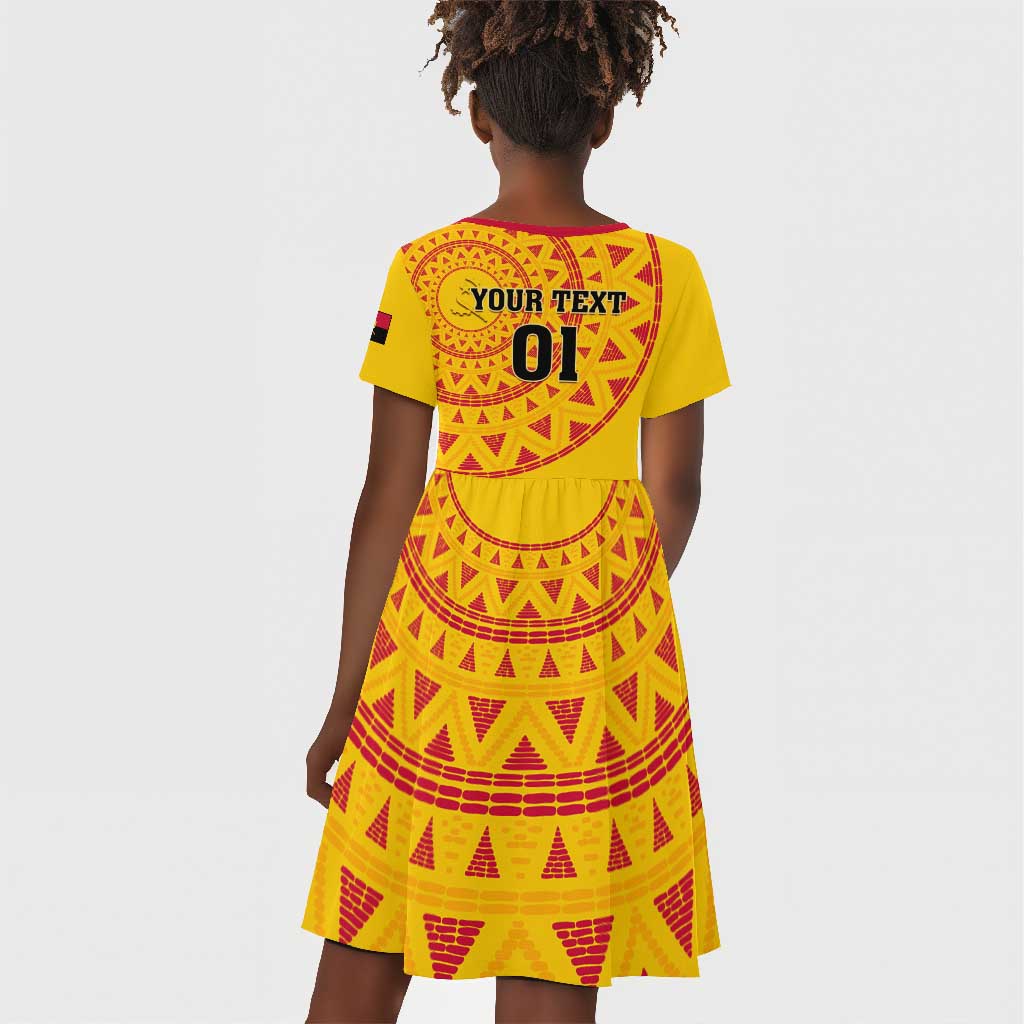 Support Palancas Negras - Yellow Angola Football Kid Short Sleeve Dress