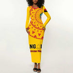 Support Palancas Negras - Yellow Angola Football Long Sleeve Bodycon Dress LT01