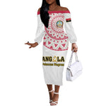 Support Palancas Negras - White Angola Football Off The Shoulder Long Sleeve Dress