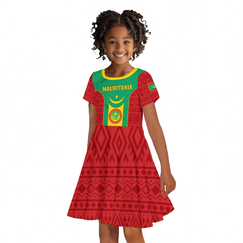 Support the Lions of Chinguetti - Mauritania Football Kid Short Sleeve Dress