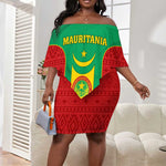 Support the Lions of Chinguetti - Mauritania Football Off Shoulder Short Dress LT01