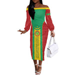 Support the Lions of Chinguetti - Mauritania Football Off The Shoulder Long Sleeve Dress