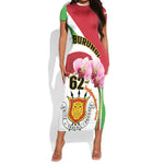 Personalized Burundi Independence Day Short Sleeve Bodycon Dress Coat Of Arms Bujumbura Flower LT01
