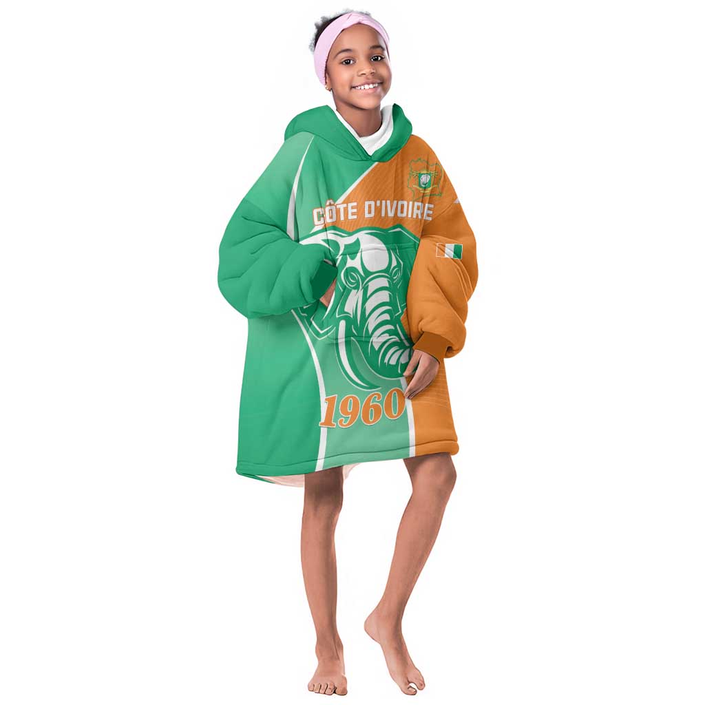 Ivory Coast Independence Day KId Wearable Blanket Hoodie Cote d Ivoire Elephant