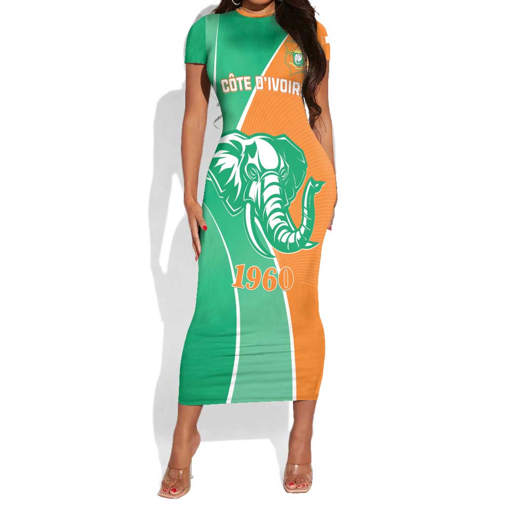 Ivory Coast Independence Day Short Sleeve Bodycon Dress Cote d Ivoire Elephant LT01