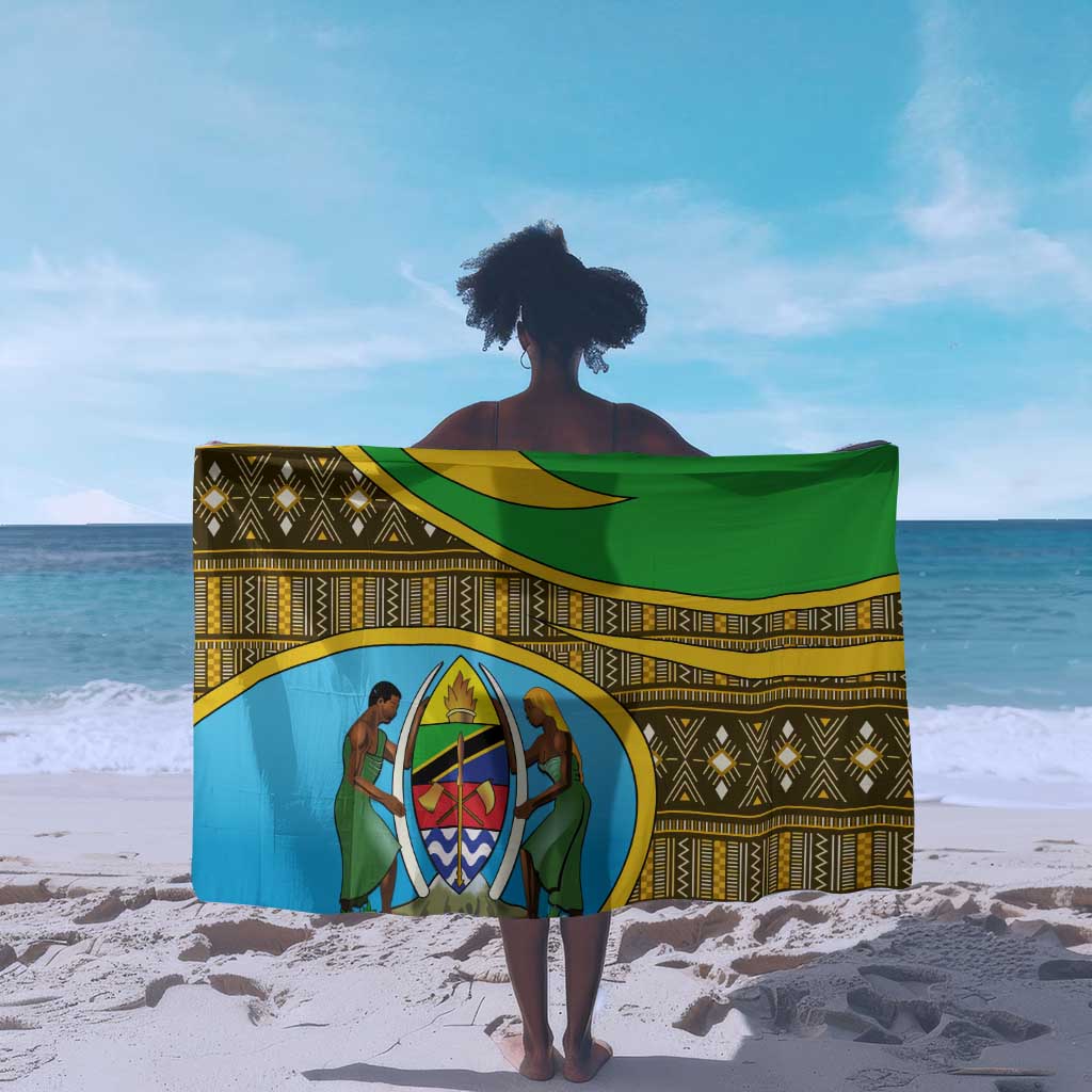 Tanzania Independence Day Sarong with Tanzanian Coat of Arms and African Pattern