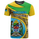 Personalized Tanzania Independence Day T shirt with Tanzanian Coat of Arms and African Pattern