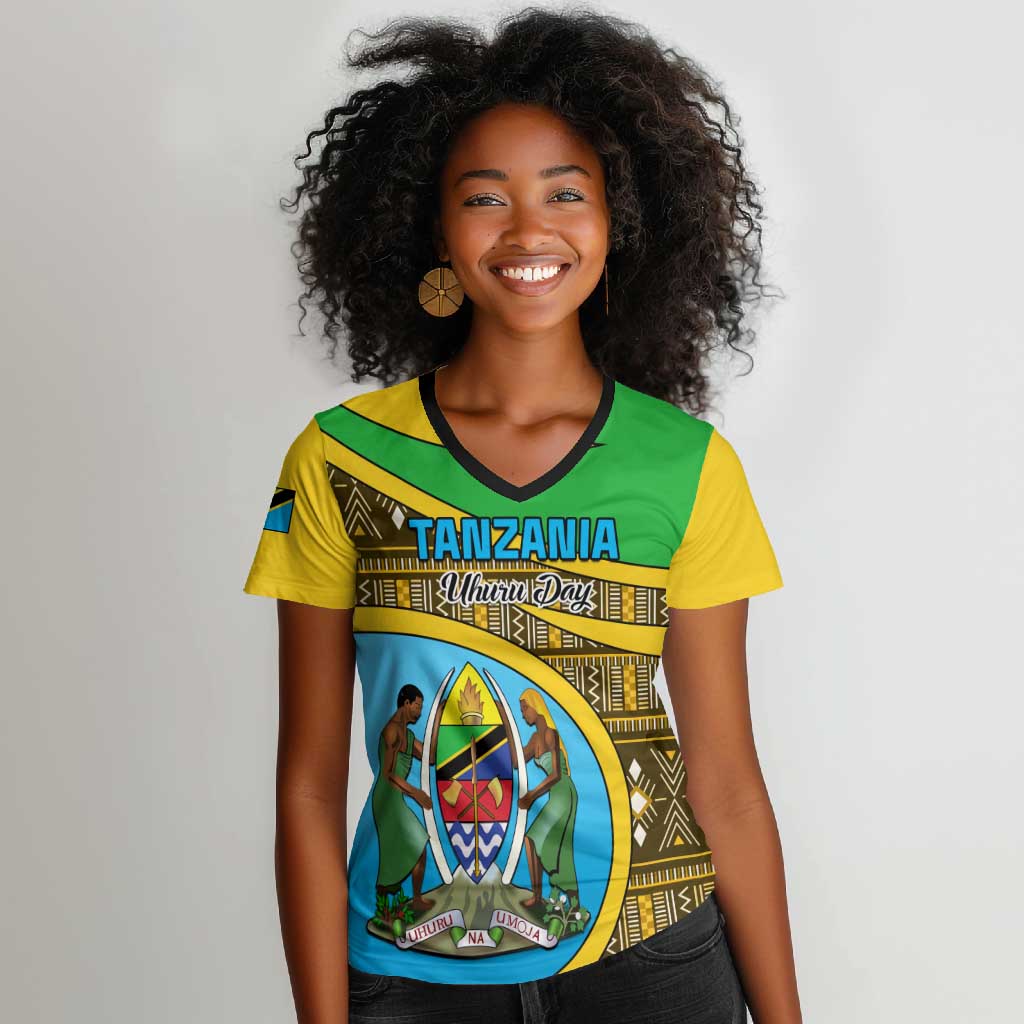 Personalized Tanzania Independence Day Women V Neck T Shirt With personalized-tanzania-independence-day-women-v-neck-t-shirt-with