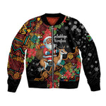 South Africa Gelukkige Kersfees Bomber Jacket Black Santa Claus Riding Springbok