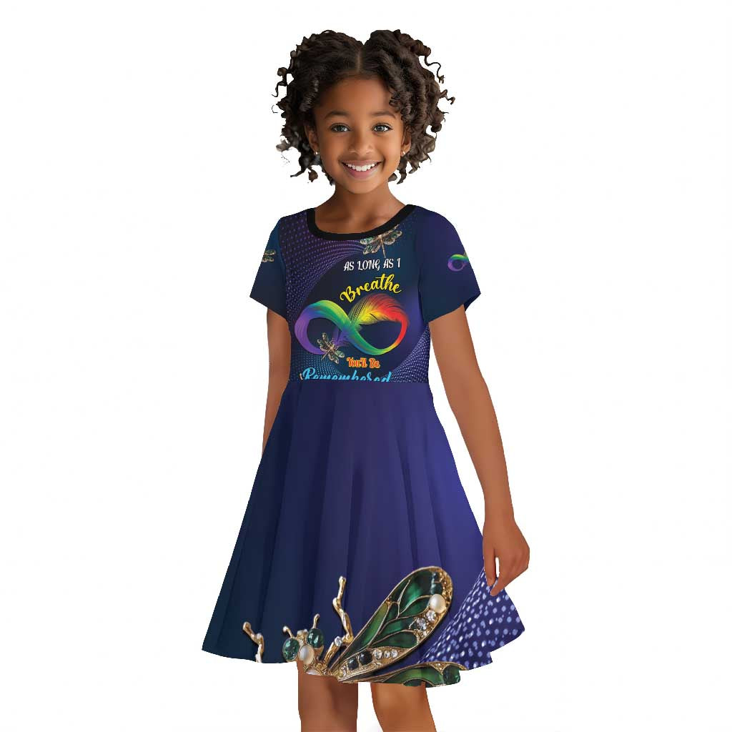 Personalized As Long As I Breathe You'll Be Remembered Kid Short Sleeve Dress Luxury Dragonfly - Feather Infinity