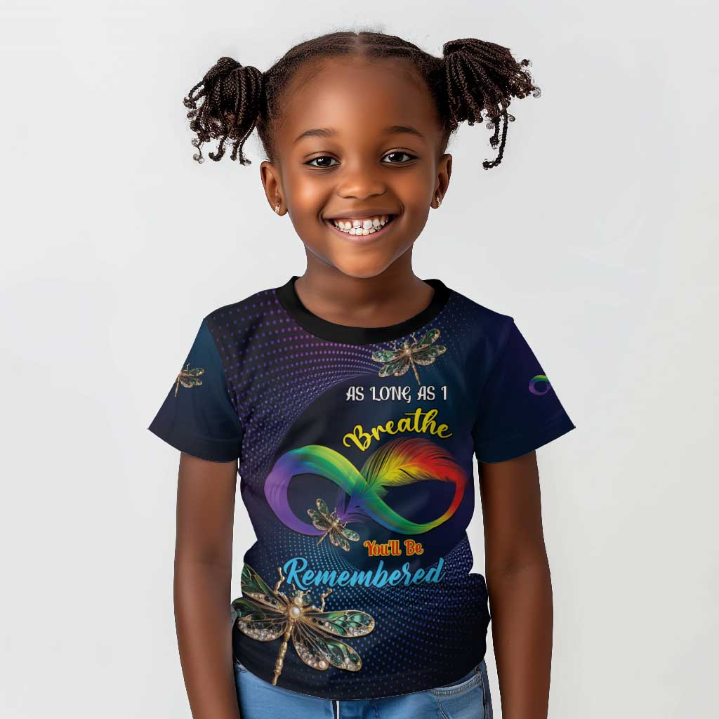 Personalized As Long As I Breathe You'll Be Remembered Kid T shirt Luxury Dragonfly - Feather Infinity