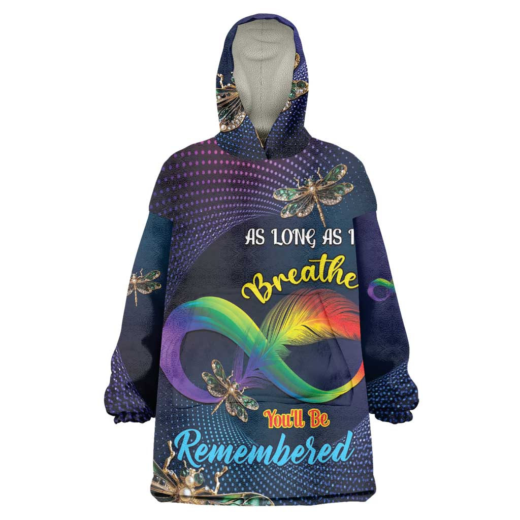 Personalized As Long As I Breathe You'll Be Remembered Kid Wearable Blanket Hoodie Luxury Dragonfly - Feather Infinity