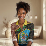 Tanzania Union Day 2024 Women Casual Shirt Uhuru na Umoja Giraffe Pattern LT01