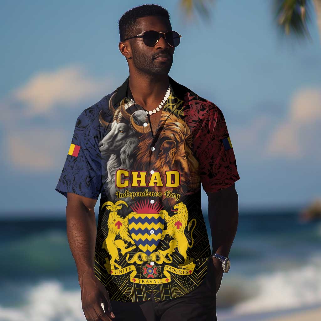 Chad Independence Day 1960 Hawaiian Shirt Tchad Goat and Lion African Pattern