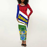 Gambia Independence Day Long Sleeve Bodycon Dress with Coat of Arms and African Pattern LT01