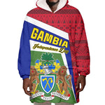 Gambia Independence Day Wearable Blanket Hoodie with Coat of Arms and African Pattern