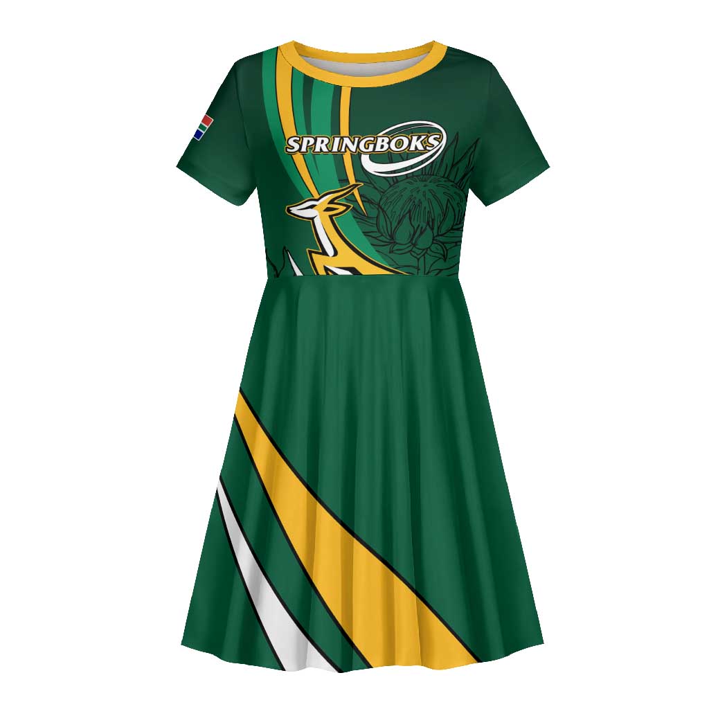 Personalized South Africa Rugby Kid Short Sleeve Dress - Springboks Go Champions, World Cup
