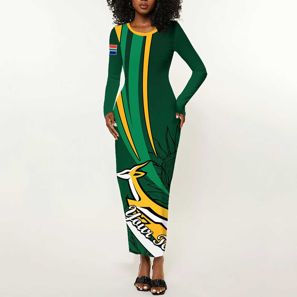 Personalized South Africa Rugby Long Sleeve Bodycon Dress