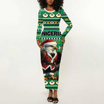 Nigeria Christmas Long Sleeve Bodycon Dress Eagle Santa - African Pattern LT01