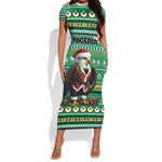 Nigeria Christmas Short Sleeve Bodycon Dress Eagle Santa - African Pattern LT01