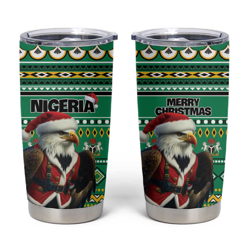 Nigeria Christmas Tumbler Cup Eagle Santa - African Pattern