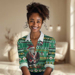 Nigeria Christmas Women Casual Shirt Eagle Santa - African Pattern LT01