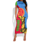 Eritrea Independence Day 2024 Short Sleeve Bodycon Dress Eritrean Camel African Pattern LT01