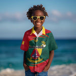 Personalized Cameroon Kid Hawaiian Shirt with Cameroun Coat of Arms and African Pattern